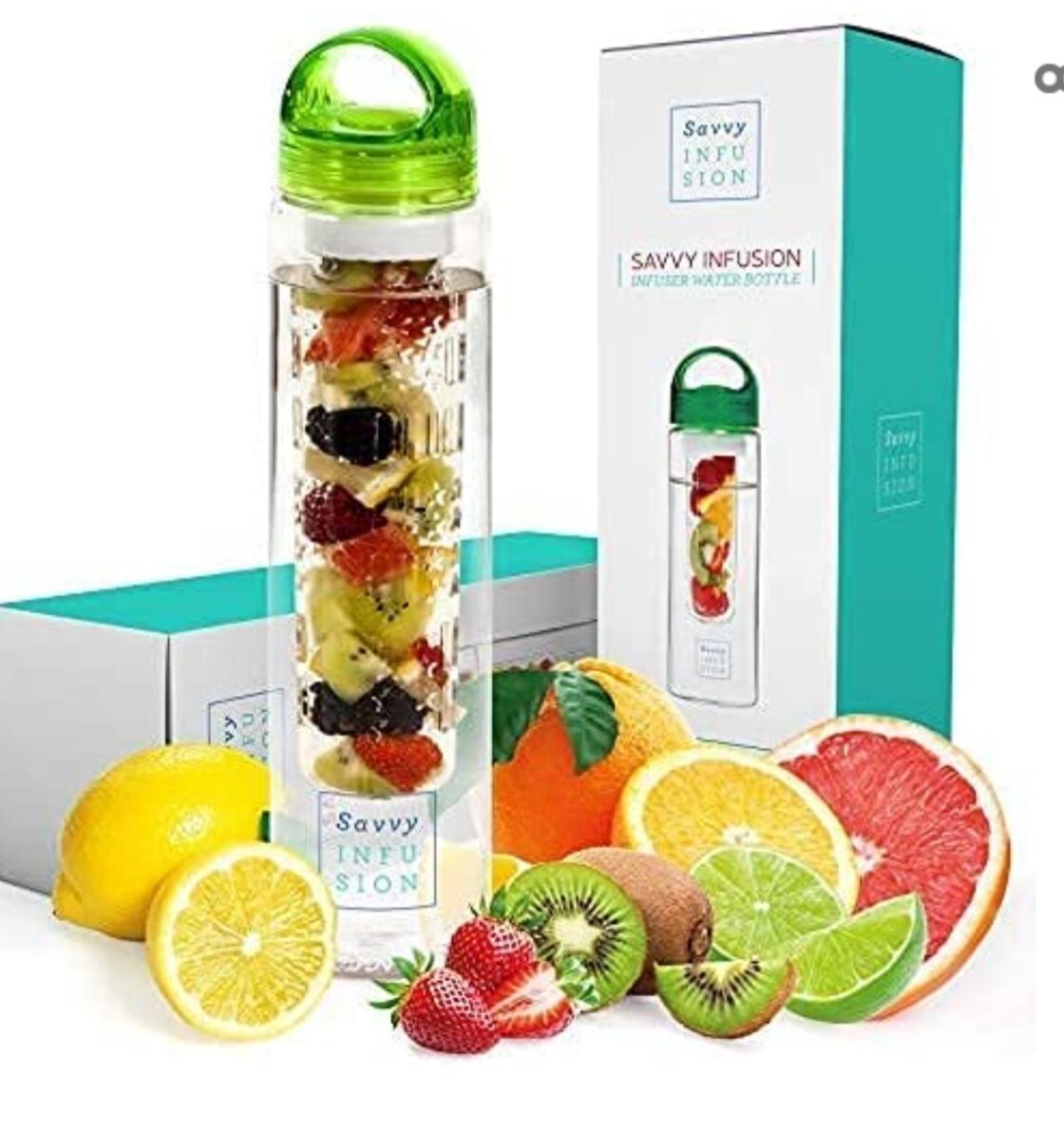 Savvy Infusion Water Bottles Fruit Infuser Bottle with Leak Proof