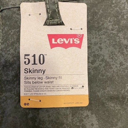 Levis Boys Jeans 510 Skinny Leg and Fit Olive Haze Print Pockets Size 16 NWT - Picture 4 of 9