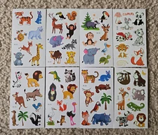 Zoo Animal Kids Colorful Temporary Tattoo Body Art 8 Sheets Pets Jungle