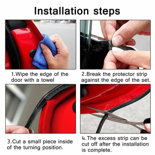 4.5M Car Door Boot Edge Protectors Trim U Shape Guard Seal HIQ Rubber Strip Red - Picture 14 of 14
