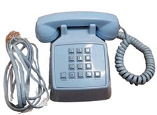 Polyconcept Blue Corded Landline Mini Phone Retro Vintage Style Push Button   