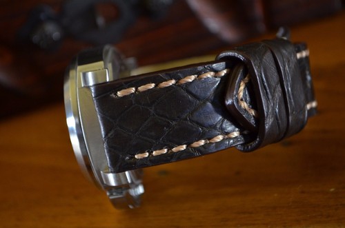 CORREA RELOJ 26 24 22 MM AUTÉNTICO COCODRILO REDONDO MARRÓN II MATE MA STRAP PARA PANERAI - Imagen 7 de 12