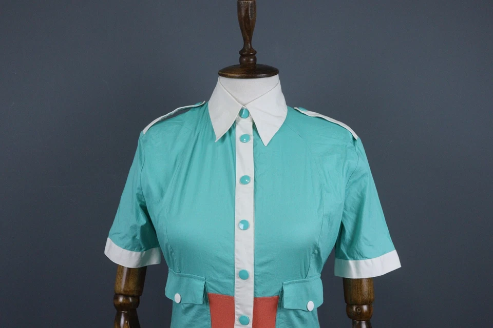 Camisa VERSUS GIANNI VERSACE Azul Manga Corta Abotonada Talla 24/38 Foto 2 de 4