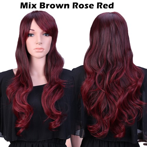 Glueless Ombre Long Wavy Full Wig Costume Anime Halloween Full Wigs Purple Pinkz - Picture 50 of 74