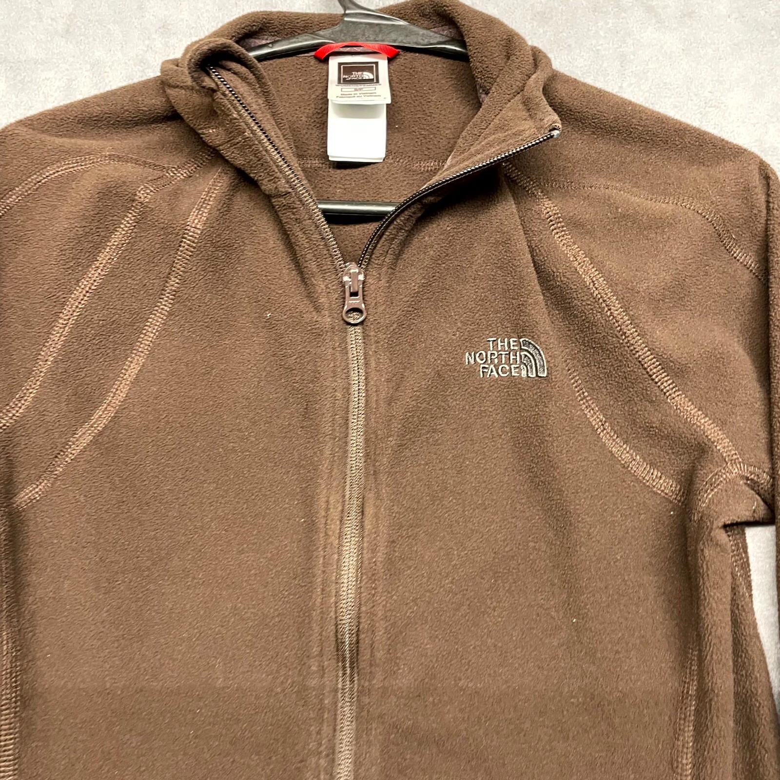 The North Face Fleece Jacket Women's Small Brown Mock Neck Long Sleeve Full Zip thumbnail 2