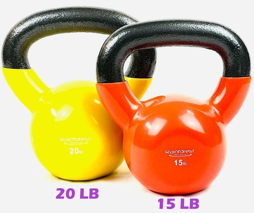 Set Rainforest Basics Vinylbeschichtetes Gusseisen Kettlebell Gewicht -20 Pfund bis 60 Pfund - Bild 11 von 22