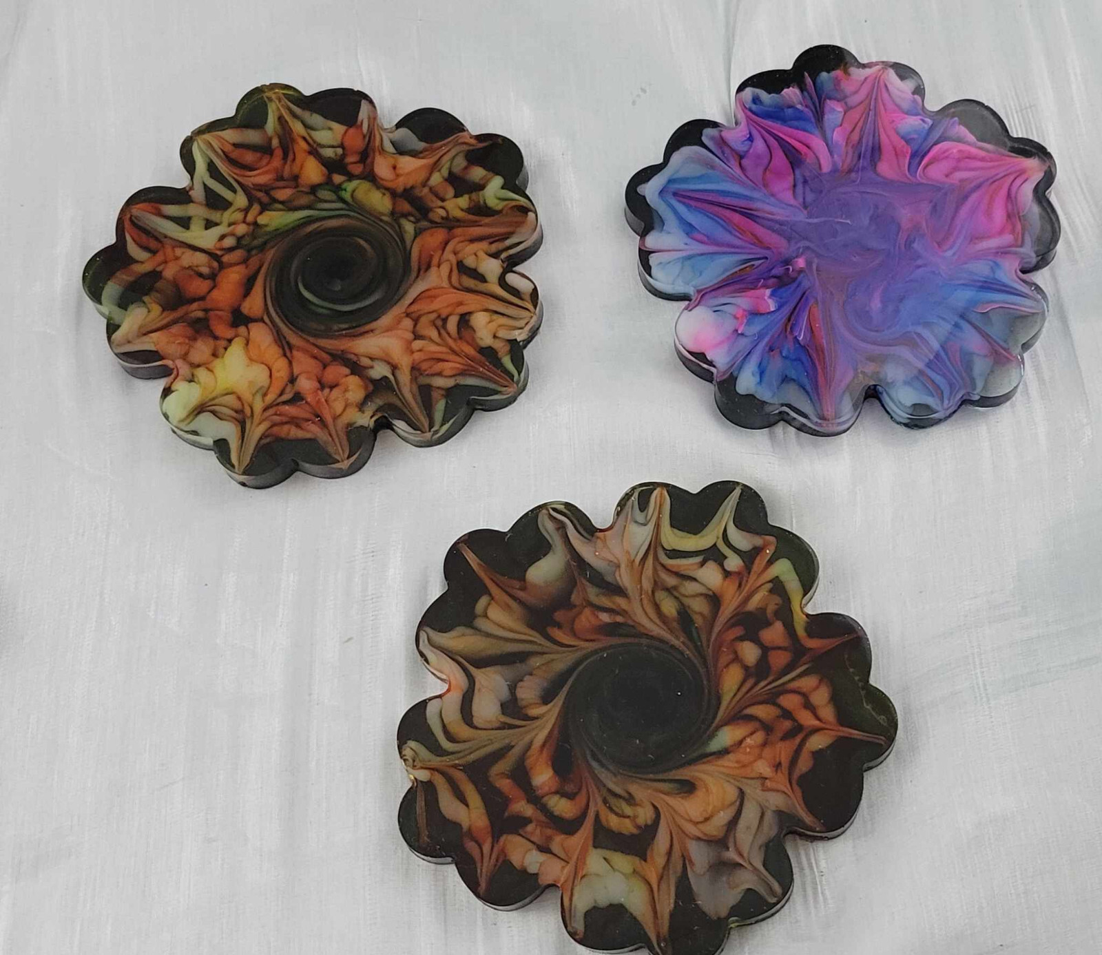 4-Piece Flower Bloom Epoxy Resin Coaster Set