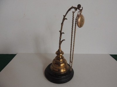 Antique Brass Hand Mirror Pocket Watch Stand 10  Vintage Victorian Rococo Gold