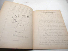BEAU CAHIER Manuscrit ARPENTAGE LEVEE DE PLANS GEOMETRE 1893 Dessins LE MANS