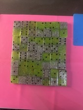 Handmade Resin Green  Silver Glitter Dominos