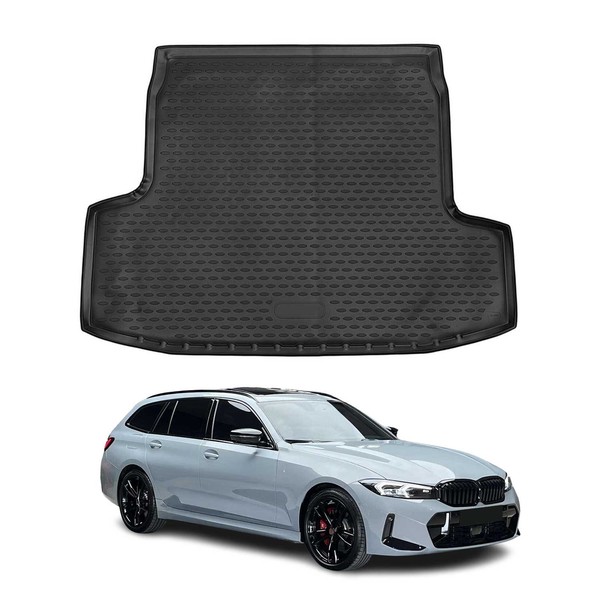 Kofferraummatte Kofferraumwanne FüR Bmw 3Er G21 Touring 2019-2024 Gummi Schwarz-image