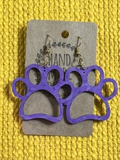 Pet Paw Print Earrings NEW Purple