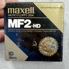 Maxell Micro Floppy Disk 10 Pack 3.5" Black MF2-HD Double Sided High Density NOS