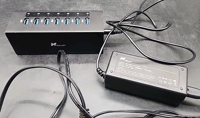 XCELLON  7-Port Powered USB 3.0 Aluminum Hub in BLACK w Power Supply USB-7PHV2