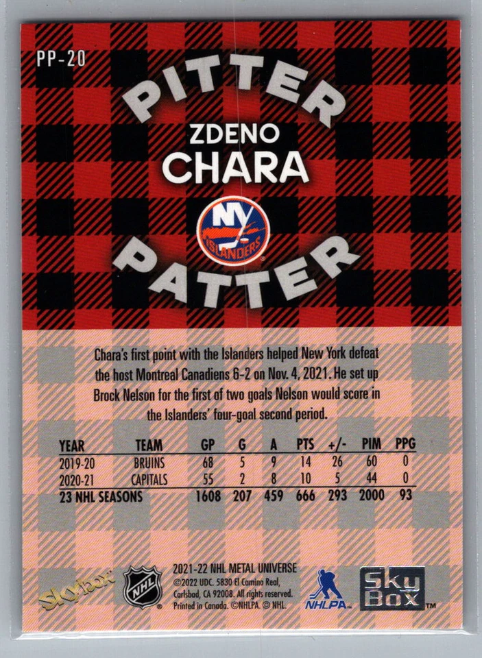 2021-22 Skybox Metal Universe - Pitter Patter Zdeno Chara #PP-20 - Image 2 of 2