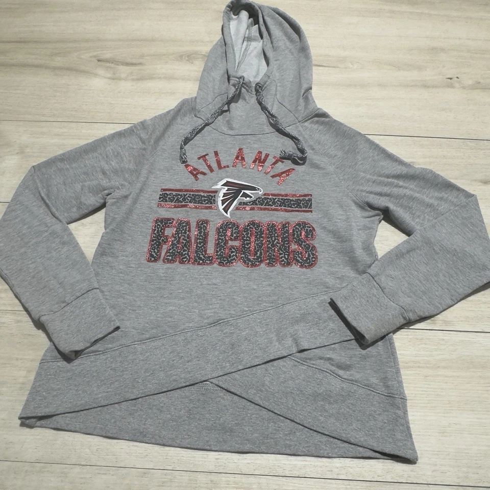 Atlanta Falcons Sudadera con Capucha Suéter Juvenil Grande Gris Sudadera Gráficos Damas NFL Foto 2 de 4
