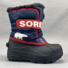 Sorel Snow Commander Winter Boots Kids 11 Red/White/Blue Insulated