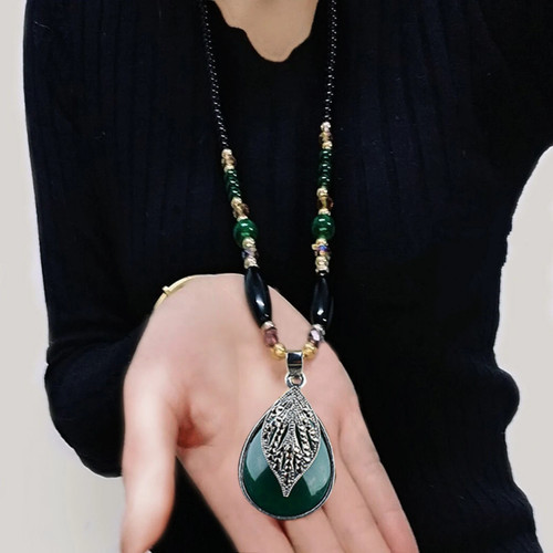 Boho Ethnic Long Pendant Necklace Women Retro Beaded Sweater Chain Jewelry Gift - Picture 29 of 32