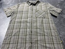 Jack Wolfskin Green Check Short Sleeve Men's Shirt Size US L 40/42 UV Shield