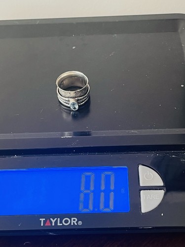 Sundance Katalog Sterlingsilber Blautopas geätzt Band Spinner Ring Größe 8 - Bild 20 von 20