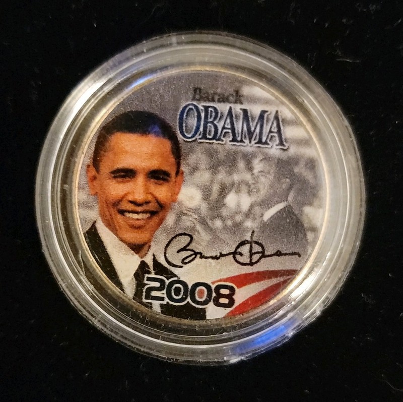 2008 Barack Obama Gold Plated Colorized Genuine US Kennedy Half Dollar C1