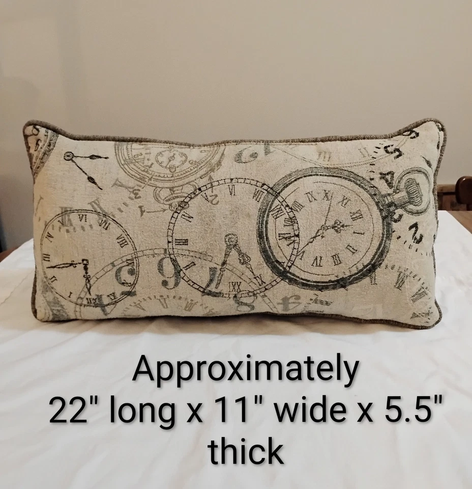 VTG Overstuffed Tweed Throw Pillows (2) with Clock Design & Plain Backs - Image 4 of 4