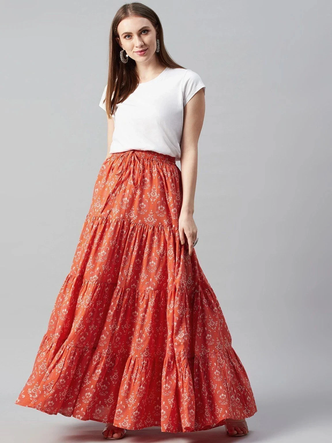 Women's Floral Printed Ethnic Long Skirt Indian Beautiful Casual Wear Skirt