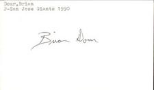 Brian Dour Signed 3x5 Index Card Cut Giants Autograph Den