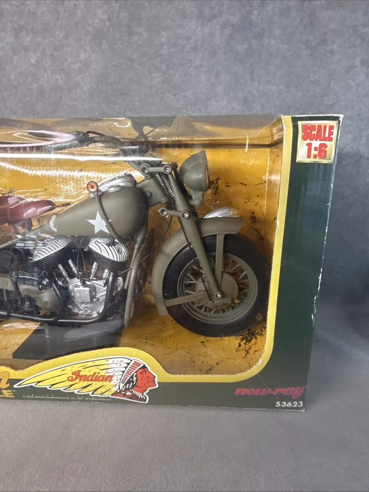 New-Ray Indian Motorcycle, DIE-CAST, Escala 1:6, Verde Oliva Militar 53623 Nuevo Foto 2 de 4