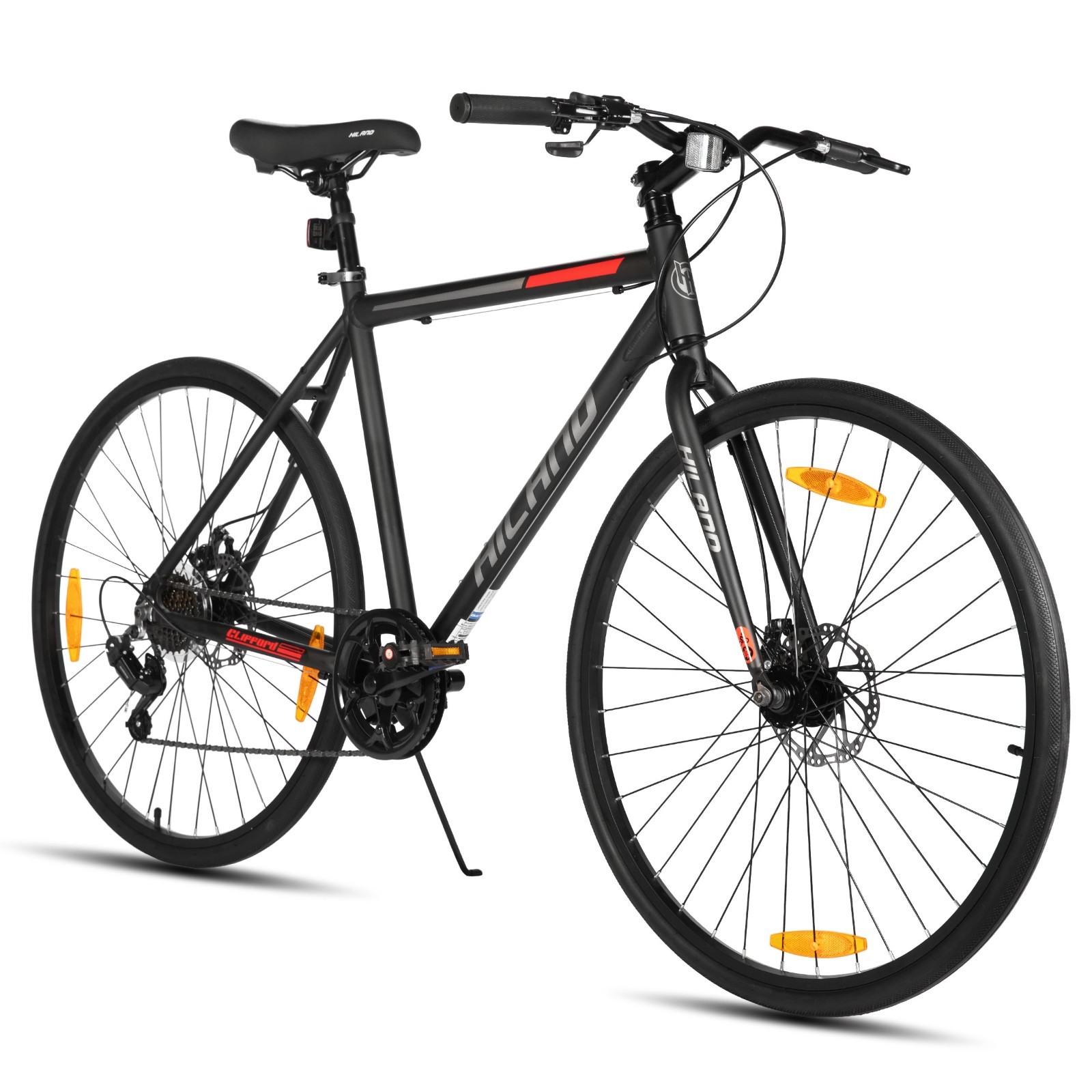 (New) HILAND 700C Hybrid Road Bike 7-Speed Disc Brake Urban City Commuter Men Women (299.99 USD)