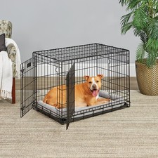 MidWest Homes Pets LifeStages 36 Inch Double Door Folding Dog Crate W/ Divider