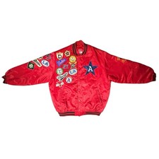 All Players Official NBLM League Patches Red Jacket Baseball Bomber Jacket L
