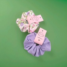2 Handmade Womens Scrunchies size L Girls HAIR Beautiful Cotton NWT Sale