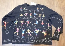 Michael Simon Lite Cardigan Sweater Ice Dancing Vintage L Black New with Tags