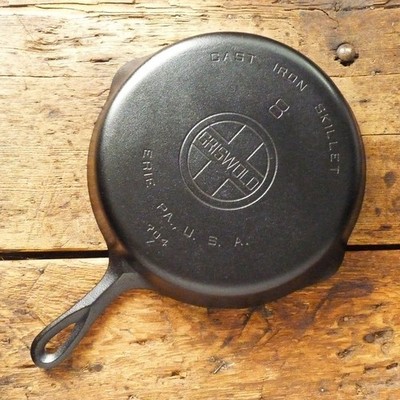 Vintage GRISWOLD Cast Iron SKILLET Frying Pan # 8 LARGE BLOCK LOGO - Ironspoon