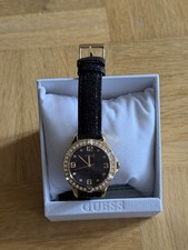 GUESS Armbanduhr Damen Gold Schwarz Glitzer Strass