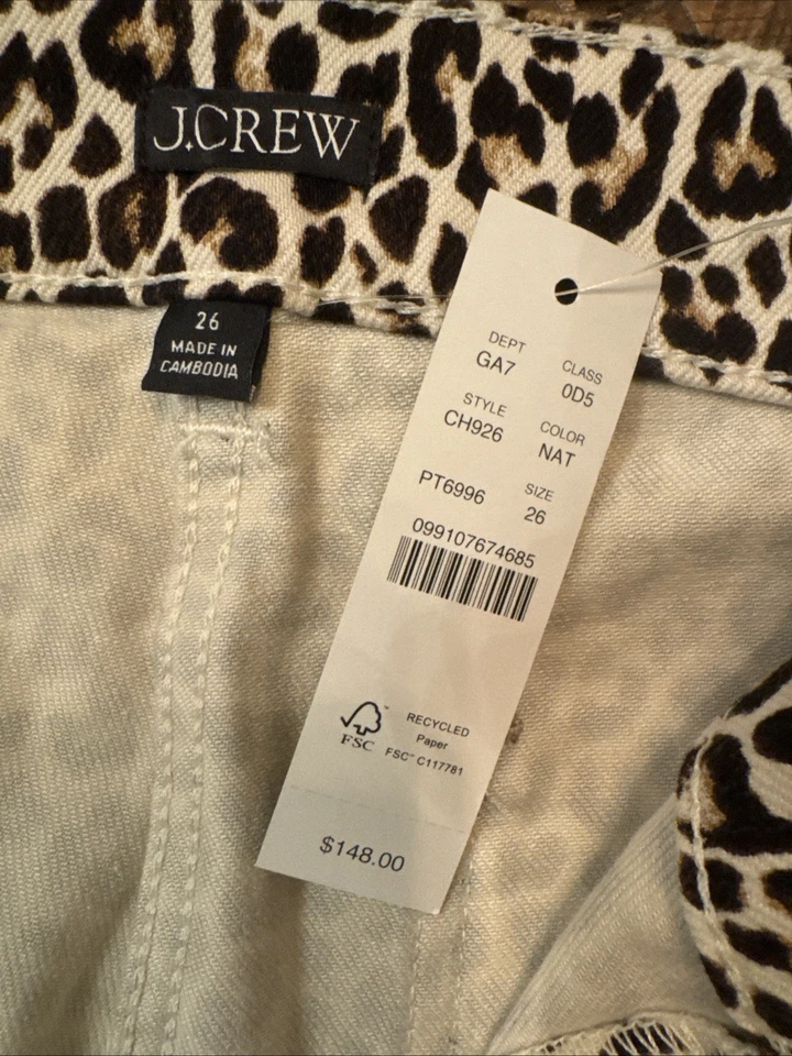 J. Crew High Rise Kickout 牛仔豹纹水手口袋 26 码 — 第 3/3 张图片