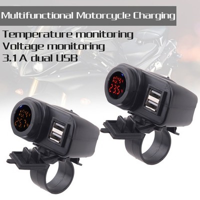 Waterproof Motorcycle Dual USB Phone GPS Charger Cable Adapter Voltmeter kr