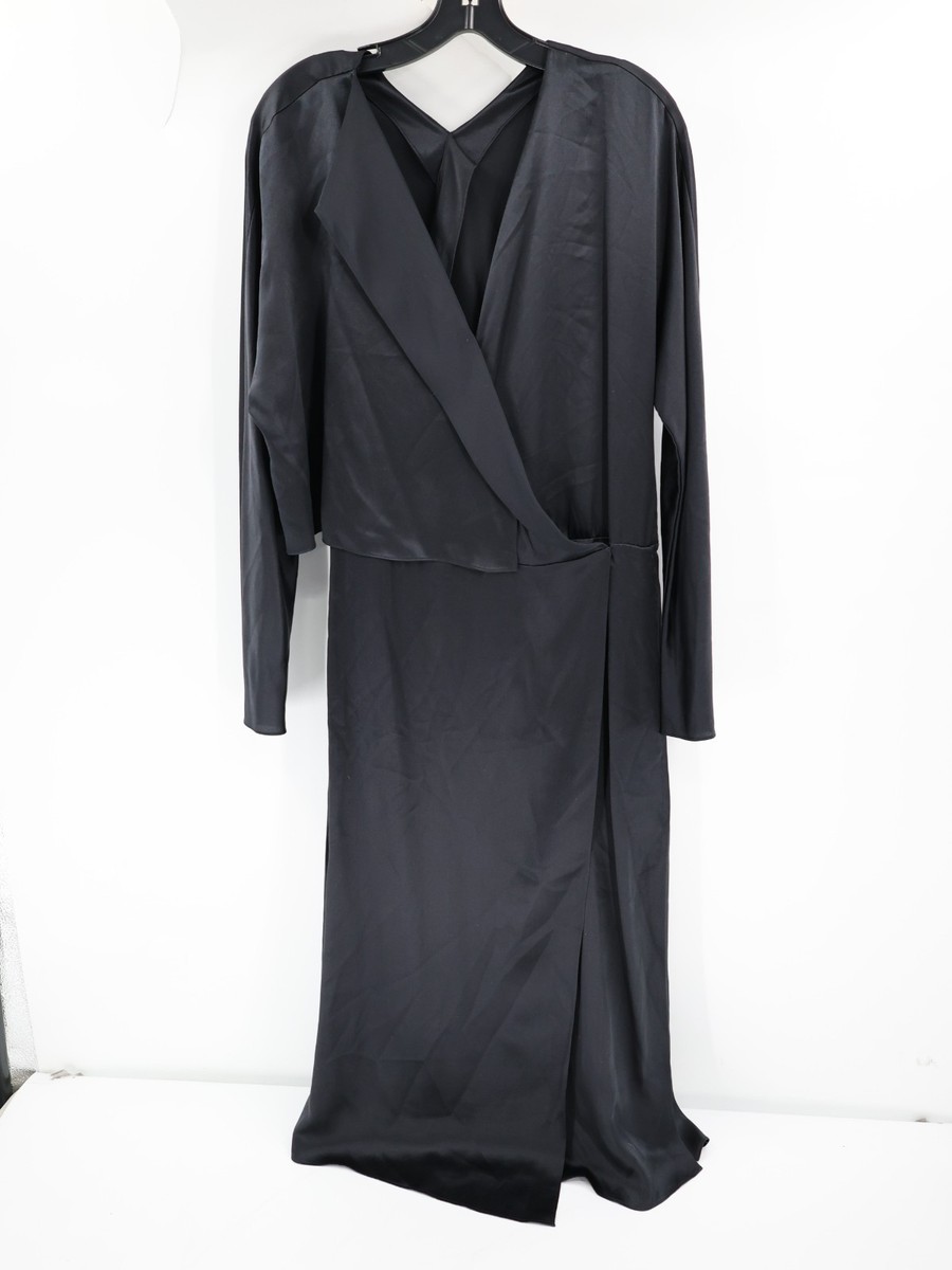 Vince Draped Silk Panel Midi Dress, Black, Women's, S