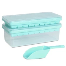 Food-grade Silicone Ice Cube Tray with Lid and Storage Bin for Freezer, Easy-...