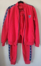 GUESS Men's Red/Navy Logo Jogger Tracksuit Set Size S Jacket Pants