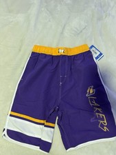 NWT Boys NBA Store Purple/Yellow Los Angeles Lakers Size 14/ 16 Board Shorts 40