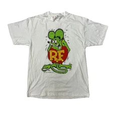 RARE VTG 90s Rat Fink T-Shirt NWT L Hanes USA Ed Roth NOS Single Stitch Hot Rod