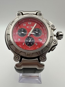 Oakley Crankcase Stainless/Red Dial Watch ?? Oakley Crankcase red Chronograph 6 hands 10-253  main image 2