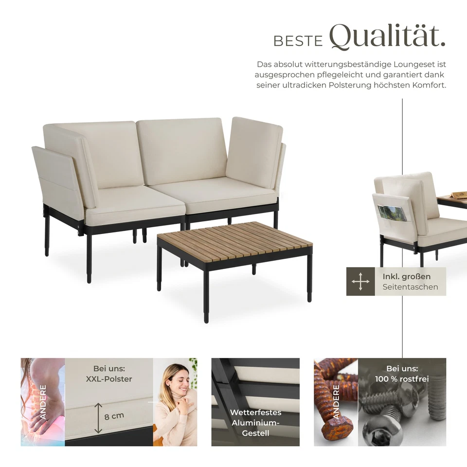 Gartenliege Garten-Set verstellbar Alu Gestell Gartenmöbel Ecksofa wetterfest - Bild 4 von 4
