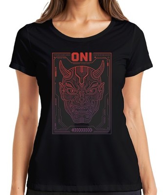 ONI Maske Japanisch Dämon Cyberpunk Techwear Teufel Japan Hannya Damen T-Shirt