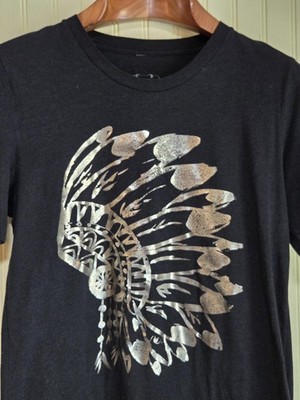 Texas True Threads Shirt Womens Small Black Silver Headdress Western Graphic