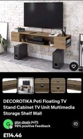 DECOROTIKA Peti Floating TV Stand Cabinet TV Unit Multimedia Storage Shelf Wall