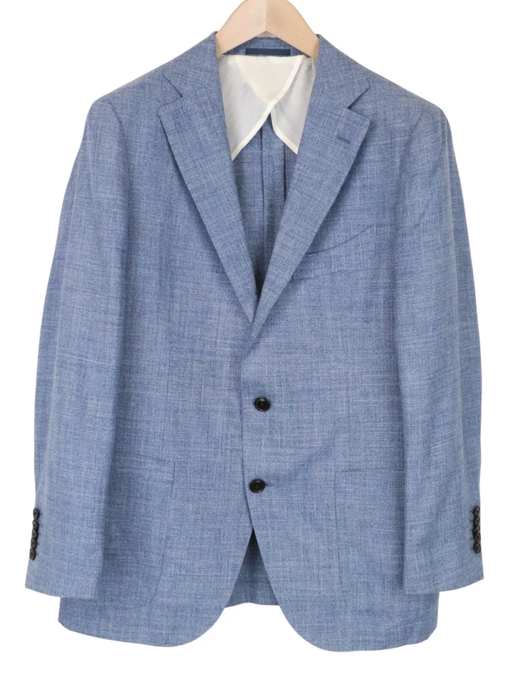 SUITSUPPLY La Spalla Men's UK40S Suit Blue Slim 3-Piece Wool Silk Melange - Image 2 of 4