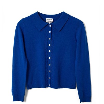 Damson Madder Voula Fine Gauge Cardigan Blue